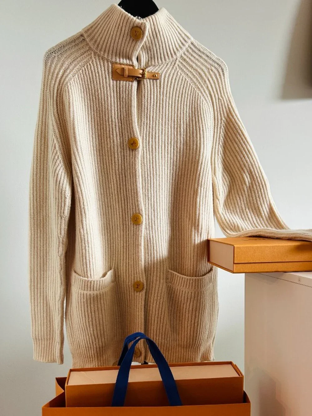 Louis Vuitton Cardigan Sweater, Size S (roomy, S/M fit) Wool Cashmere